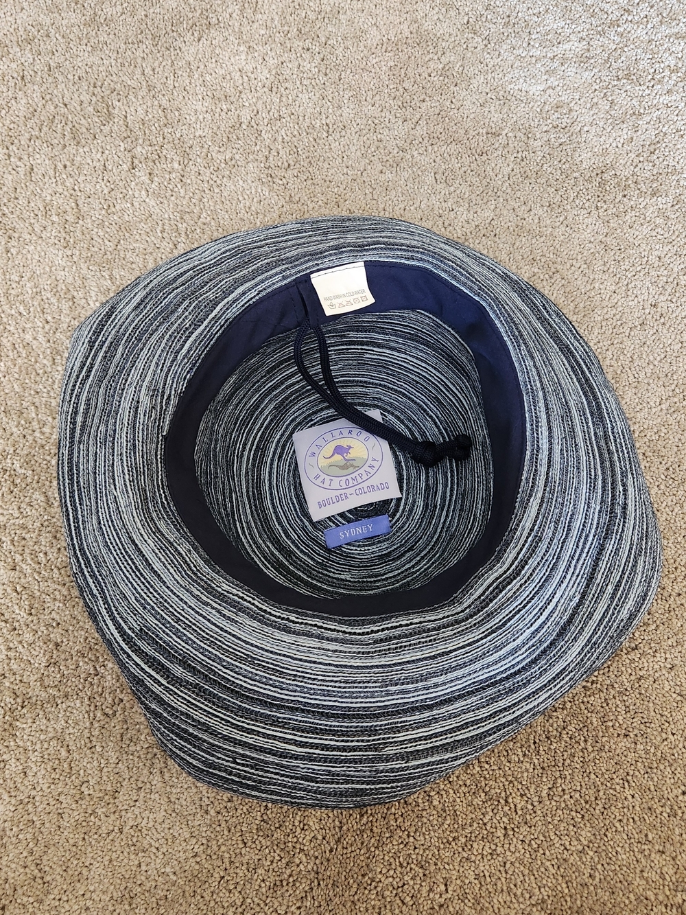 Wallaroo Sydney Hat 30+ UPF Blue Striped Lightweight Adjustable One Size - Picture 2 of 5